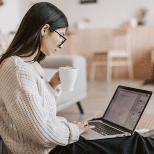 woman browsing her laptop